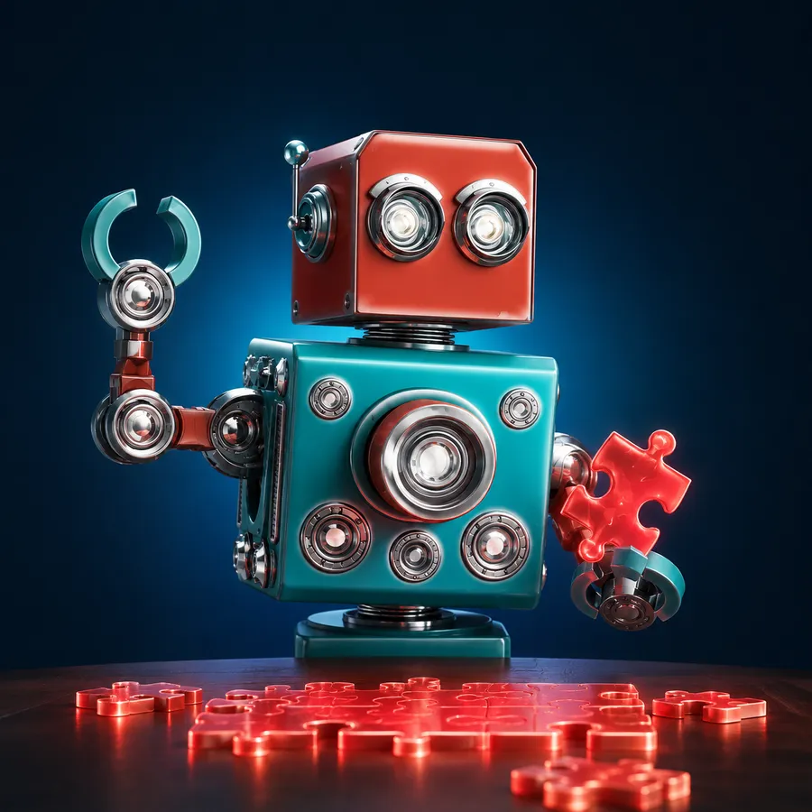iBuildit robot holding a puzzle piece